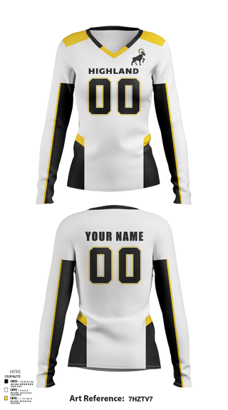 Women's Long Sleeve Vneck Shirt, Highland High School Volleyball, Women's Volleyball, Teamtime, Team time, sublimation, custom sports apparel, team uniforms, spirit wear, spiritwear, sports uniforms, custom shirts, team store, custom team store, fundraiser sports, apparel fundraiser