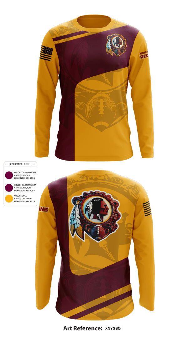 Long Sleeve Performance Shirt, Washington Redskins, Football, Teamtime, Team time, sublimation, custom sports apparel, team uniforms, spirit wear, spiritwear, sports uniforms, custom shirts, team store, custom team store, fundraiser sports, apparel fundraiser