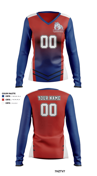 Tougaloo College Volleyball 94126568 Women's Long Sleeve V-neck Shirt - 41