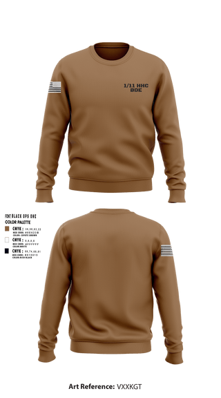 Crew Neck Sweatshirt, 1/11 HHC BDE, Army, Teamtime, Team time, sublimation, custom sports apparel, team uniforms, spirit wear, spiritwear, sports uniforms, custom shirts, team store, custom team store, fundraiser sports, apparel fundraiser