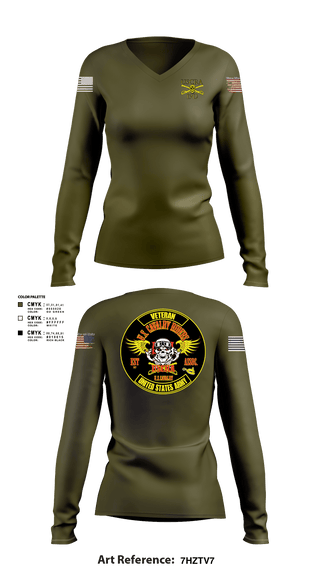 Women's Long Sleeve Vneck Shirt, US Cavalry Riders, Army, Teamtime, Team time, sublimation, custom sports apparel, team uniforms, spirit wear, spiritwear, sports uniforms, custom shirts, team store, custom team store, fundraiser sports, apparel fundraiser