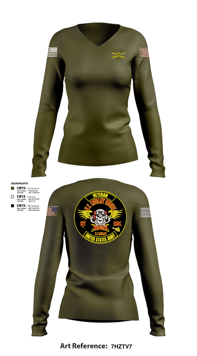 US Cavalry Riders 76444947 Women's Long Sleeve V-neck Shirt - 2