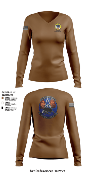 Women's Long Sleeve Vneck Shirt, 106 CES, Air Force, Teamtime, Team time, sublimation, custom sports apparel, team uniforms, spirit wear, spiritwear, sports uniforms, custom shirts, team store, custom team store, fundraiser sports, apparel fundraiser