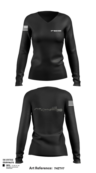 Women's Long Sleeve Vneck Shirt, 11Th MAR REG, Marines, Teamtime, Team time, sublimation, custom sports apparel, team uniforms, spirit wear, spiritwear, sports uniforms, custom shirts, team store, custom team store, fundraiser sports, apparel fundraiser