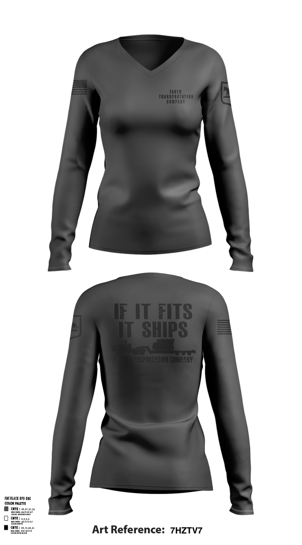 Women's Long Sleeve Vneck Shirt, 740TH TRANSPORTATION COMPANY, National Guard, Teamtime, Team time, sublimation, custom sports apparel, team uniforms, spirit wear, spiritwear, sports uniforms, custom shirts, team store, custom team store, fundraiser sports, apparel fundraiser