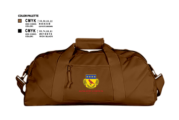 Duffle Bag, Alpha BTRY 2/138th FA, National Guard, Teamtime, Team time, sublimation, custom sports apparel, team uniforms, spirit wear, spiritwear, sports uniforms, custom shirts, team store, custom team store, fundraiser sports, apparel fundraiser