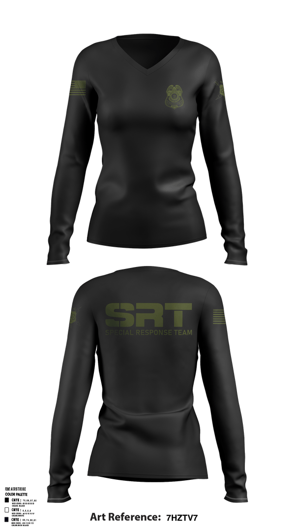 Women's Long Sleeve Vneck Shirt, NNSS SRT, Police, Teamtime, Team time, sublimation, custom sports apparel, team uniforms, spirit wear, spiritwear, sports uniforms, custom shirts, team store, custom team store, fundraiser sports, apparel fundraiser