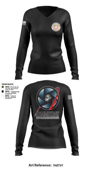 Women's Long Sleeve Vneck Shirt, MCRDPI COMMSTRAT, Marines, Teamtime, Team time, sublimation, custom sports apparel, team uniforms, spirit wear, spiritwear, sports uniforms, custom shirts, team store, custom team store, fundraiser sports, apparel fundraiser