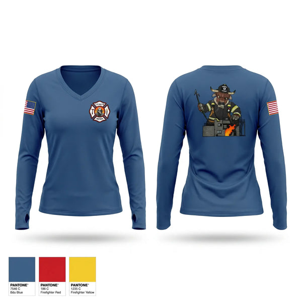 Womens Long Sleeve Vneck Shirt, Las positas, Fire Department, Teamtime, Team time, sublimation, custom sports apparel, team uniforms, spirit wear, spiritwear, sports uniforms, custom shirts, team store, custom team store, fundraiser sports, apparel fundraiser