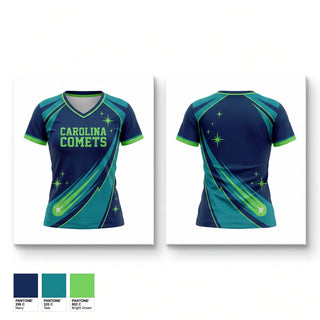 Womens Short Sleeve Vneck Shirt, Carolina Comets, Baseball, Teamtime, Team time, sublimation, custom sports apparel, team uniforms, spirit wear, spiritwear, sports uniforms, custom shirts, team store, custom team store, fundraiser sports, apparel fundraiser