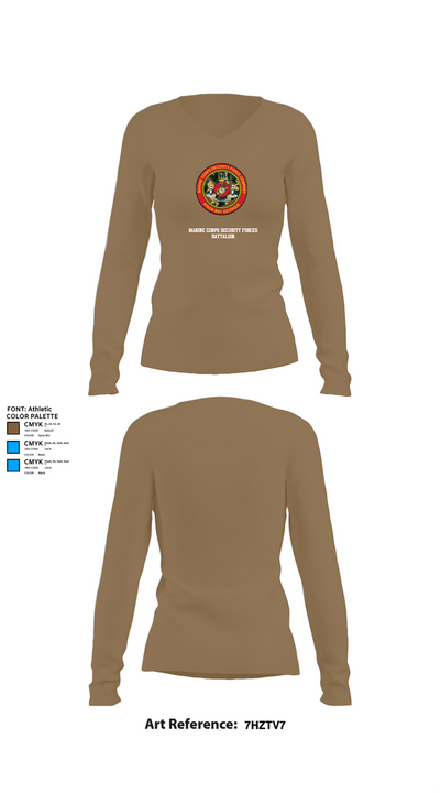 Marine Corps Security Forces Battalion 39264653 Women's Long Sleeve V-neck Shirt - 2