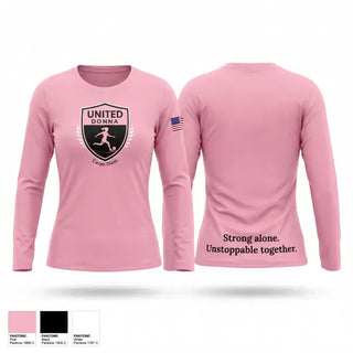 Womens Long Sleeve Vneck Shirt, United Donna, Women's Soccer, Teamtime, Team time, sublimation, custom sports apparel, team uniforms, spirit wear, spiritwear, sports uniforms, custom shirts, team store, custom team store, fundraiser sports, apparel fundraiser
