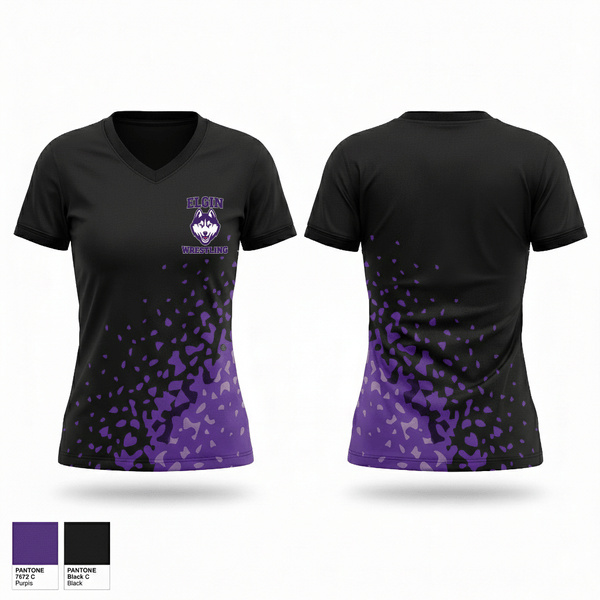 Womens Short Sleeve Vneck Shirt, Elgin Huskies, Wrestling, Teamtime, Team time, sublimation, custom sports apparel, team uniforms, spirit wear, spiritwear, sports uniforms, custom shirts, team store, custom team store, fundraiser sports, apparel fundraiser