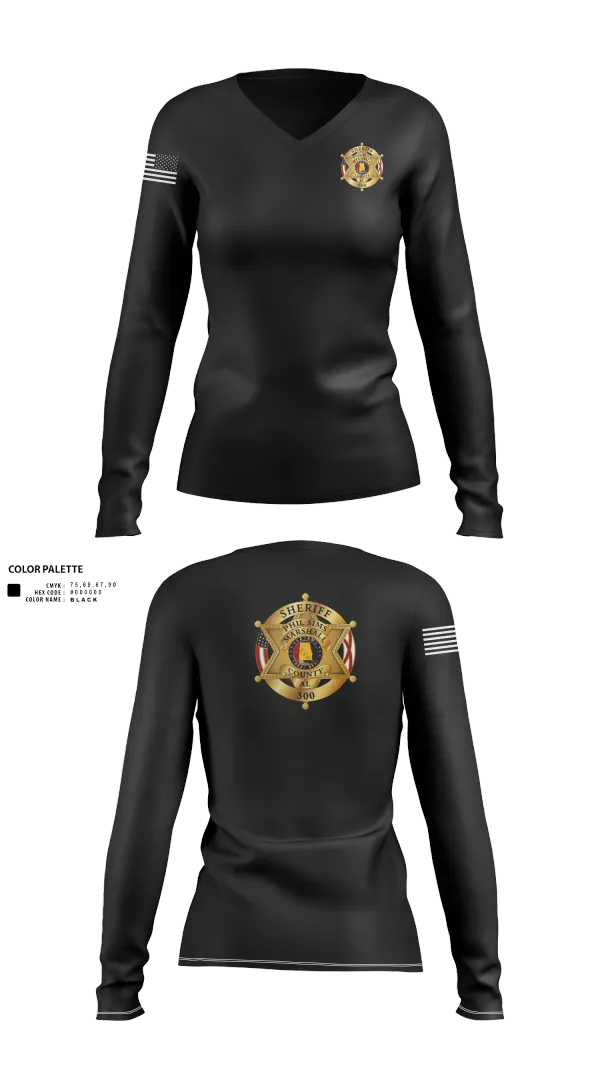 Womens Long Sleeve Vneck Shirt, Marshall county sheriffs office, , Teamtime, Team time, sublimation, custom sports apparel, team uniforms, spirit wear, spiritwear, sports uniforms, custom shirts, team store, custom team store, fundraiser sports, apparel fundraiser