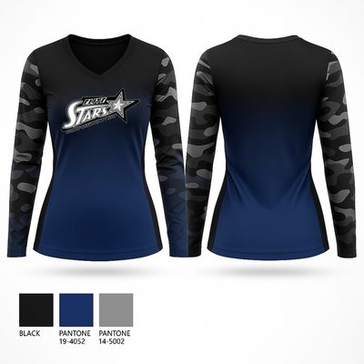 Elite Stars 58724409 Women's Long Sleeve V-neck Shirt - 1