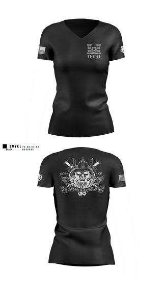 Womens Short Sleeve Vneck Shirt, 125 ENGINEER COMPANY, National Guard, Teamtime, Team time, sublimation, custom sports apparel, team uniforms, spirit wear, spiritwear, sports uniforms, custom shirts, team store, custom team store, fundraiser sports, apparel fundraiser