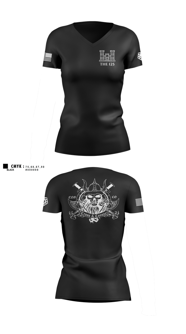 Womens Short Sleeve Vneck Shirt, 125 ENGINEER COMPANY, National Guard, Teamtime, Team time, sublimation, custom sports apparel, team uniforms, spirit wear, spiritwear, sports uniforms, custom shirts, team store, custom team store, fundraiser sports, apparel fundraiser