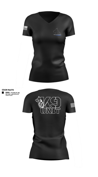Womens Short Sleeve Vneck Shirt, K-9 Unit, Police, Teamtime, Team time, sublimation, custom sports apparel, team uniforms, spirit wear, spiritwear, sports uniforms, custom shirts, team store, custom team store, fundraiser sports, apparel fundraiser