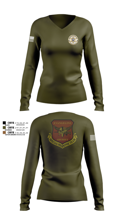 Evangeline Parish Sheriffs Office S.R.T Women's Long Sleeve V-neck Shirt - 101