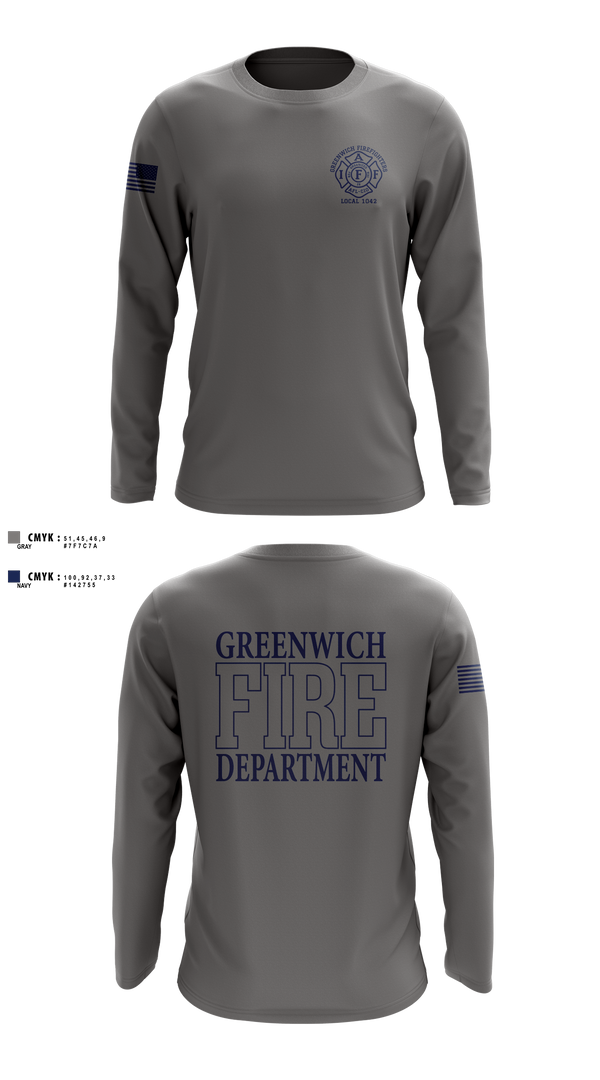 Long Sleeve Performance Shirt, Greenwich Fire Local 1042, Fire Department, Teamtime, Team time, sublimation, custom sports apparel, team uniforms, spirit wear, spiritwear, sports uniforms, custom shirts, team store, custom team store, fundraiser sports, apparel fundraiser