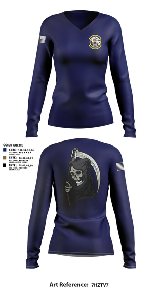 Womens Long Sleeve Vneck Shirt, 89th ATKS, Air Force, Teamtime, Team time, sublimation, custom sports apparel, team uniforms, spirit wear, spiritwear, sports uniforms, custom shirts, team store, custom team store, fundraiser sports, apparel fundraiser