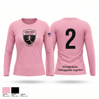 Womens Long Sleeve Vneck Shirt, United Donna, Women's Soccer, Teamtime, Team time, sublimation, custom sports apparel, team uniforms, spirit wear, spiritwear, sports uniforms, custom shirts, team store, custom team store, fundraiser sports, apparel fundraiser