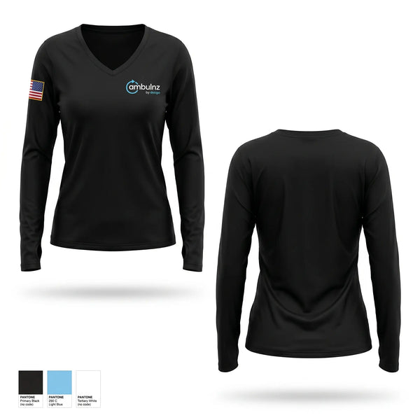 Womens Long Sleeve Vneck Shirt, Ambulnz, EMS/EMT, Teamtime, Team time, sublimation, custom sports apparel, team uniforms, spirit wear, spiritwear, sports uniforms, custom shirts, team store, custom team store, fundraiser sports, apparel fundraiser