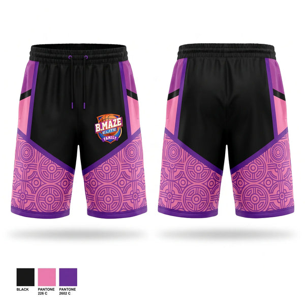 Athletic Shorts With Pockets, B Maze Family Elite, Women's Basketball, Teamtime, Team time, sublimation, custom sports apparel, team uniforms, spirit wear, spiritwear, sports uniforms, custom shirts, team store, custom team store, fundraiser sports, apparel fundraiser