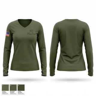 Womens Long Sleeve Vneck Shirt, H.E. Mechs, Marines, Teamtime, Team time, sublimation, custom sports apparel, team uniforms, spirit wear, spiritwear, sports uniforms, custom shirts, team store, custom team store, fundraiser sports, apparel fundraiser