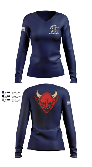 Womens Long Sleeve Vneck Shirt, D Co 3-47, , Teamtime, Team time, sublimation, custom sports apparel, team uniforms, spirit wear, spiritwear, sports uniforms, custom shirts, team store, custom team store, fundraiser sports, apparel fundraiser