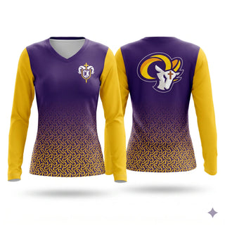 Womens Long Sleeve Vneck Shirt, RAMS OPP, Men's Basketball, Teamtime, Team time, sublimation, custom sports apparel, team uniforms, spirit wear, spiritwear, sports uniforms, custom shirts, team store, custom team store, fundraiser sports, apparel fundraiser