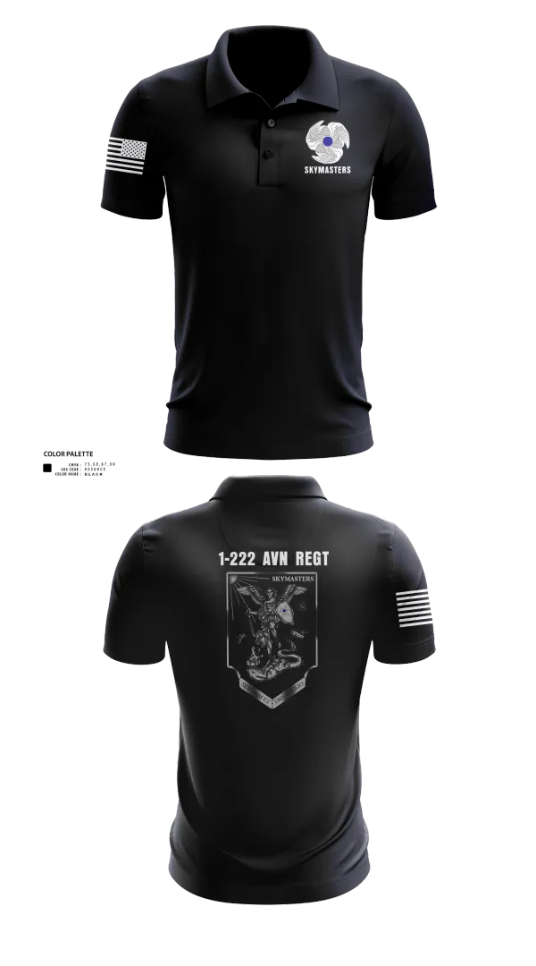 Short Sleeve Performance Polo, 1-222 Aviaition Regiment, Army, Teamtime, Team time, sublimation, custom sports apparel, team uniforms, spirit wear, spiritwear, sports uniforms, custom shirts, team store, custom team store, fundraiser sports, apparel fundraiser
