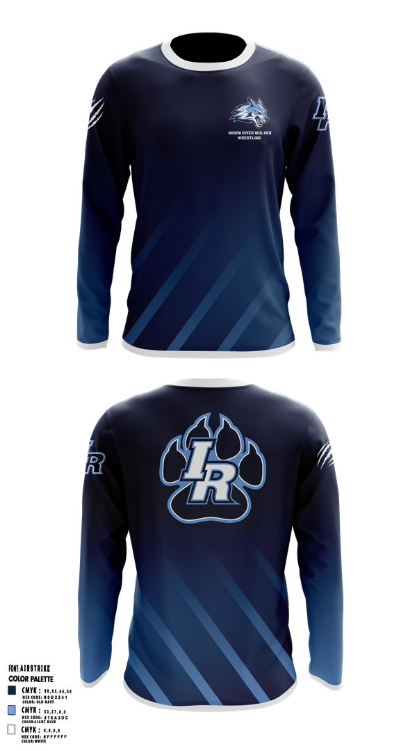 Long Sleeve Performance Shirt, Indian River Wolves, Wrestling, Teamtime, Team time, sublimation, custom sports apparel, team uniforms, spirit wear, spiritwear, sports uniforms, custom shirts, team store, custom team store, fundraiser sports, apparel fundraiser