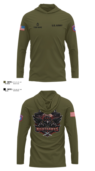 Long Sleeve hooded sunshirt, Northcross Recruiting Station, Army, Teamtime, Team time, sublimation, custom sports apparel, team uniforms, spirit wear, spiritwear, sports uniforms, custom shirts, team store, custom team store, fundraiser sports, apparel fundraiser