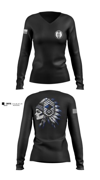 Womens Long Sleeve Vneck Shirt, Fairchild AFB Chiefs, Air Force, Teamtime, Team time, sublimation, custom sports apparel, team uniforms, spirit wear, spiritwear, sports uniforms, custom shirts, team store, custom team store, fundraiser sports, apparel fundraiser