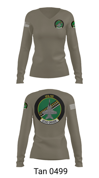 Womens Long Sleeve Vneck Shirt, VFA-105, , Teamtime, Team time, sublimation, custom sports apparel, team uniforms, spirit wear, spiritwear, sports uniforms, custom shirts, team store, custom team store, fundraiser sports, apparel fundraiser