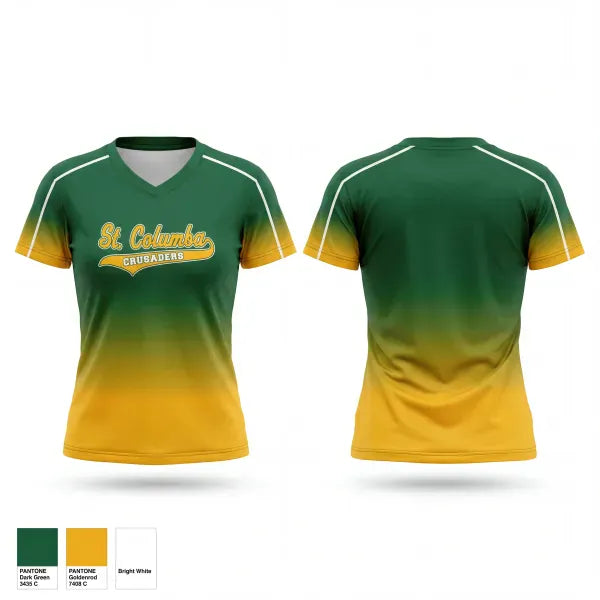 Womens Short Sleeve Vneck Shirt, Saint Columba Crusaders, Softball, Teamtime, Team time, sublimation, custom sports apparel, team uniforms, spirit wear, spiritwear, sports uniforms, custom shirts, team store, custom team store, fundraiser sports, apparel fundraiser