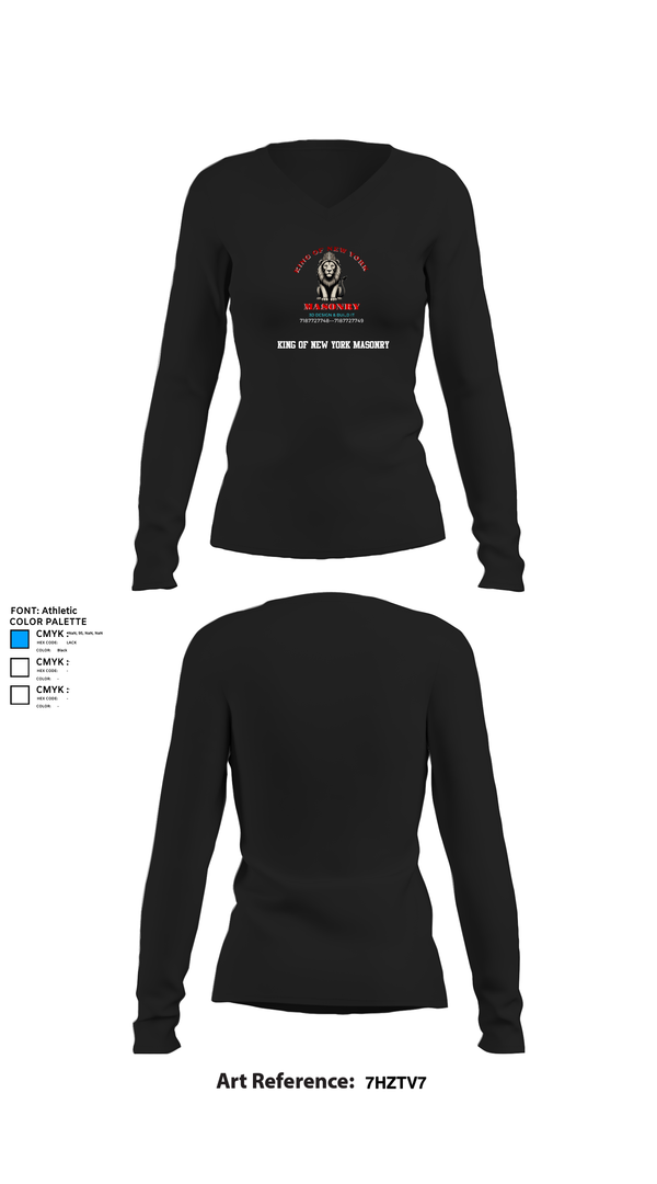 Womens Long Sleeve Vneck Shirt, King of New York masonry, , Teamtime, Team time, sublimation, custom sports apparel, team uniforms, spirit wear, spiritwear, sports uniforms, custom shirts, team store, custom team store, fundraiser sports, apparel fundraiser