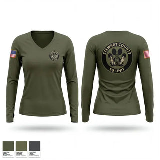 Womens Long Sleeve Vneck Shirt, Stewart County K9 Unit, Police, Teamtime, Team time, sublimation, custom sports apparel, team uniforms, spirit wear, spiritwear, sports uniforms, custom shirts, team store, custom team store, fundraiser sports, apparel fundraiser