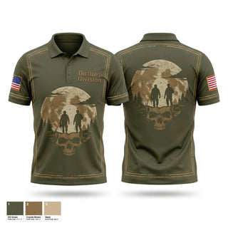 Short Sleeve Performance Polo, Dirtbag Division, Army, Teamtime, Team time, sublimation, custom sports apparel, team uniforms, spirit wear, spiritwear, sports uniforms, custom shirts, team store, custom team store, fundraiser sports, apparel fundraiser