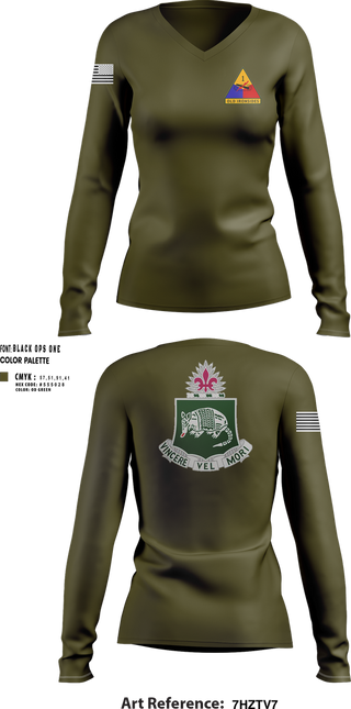 Womens Long Sleeve Vneck Shirt, 1-35 Conquerors, Army, Teamtime, Team time, sublimation, custom sports apparel, team uniforms, spirit wear, spiritwear, sports uniforms, custom shirts, team store, custom team store, fundraiser sports, apparel fundraiser