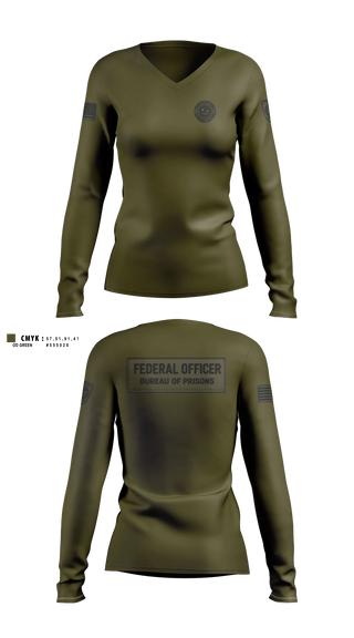 Womens Long Sleeve Vneck Shirt, Federal bureau of prions, Police, Teamtime, Team time, sublimation, custom sports apparel, team uniforms, spirit wear, spiritwear, sports uniforms, custom shirts, team store, custom team store, fundraiser sports, apparel fundraiser