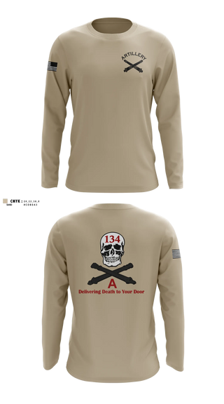 Long Sleeve Performance Shirt, A Battery 1-134th Field Artillery, Army, Teamtime, Team time, sublimation, custom sports apparel, team uniforms, spirit wear, spiritwear, sports uniforms, custom shirts, team store, custom team store, fundraiser sports, apparel fundraiser
