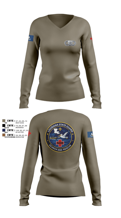 Louisiana State Guard 59908555 Women's Long Sleeve V-neck Shirt - 8