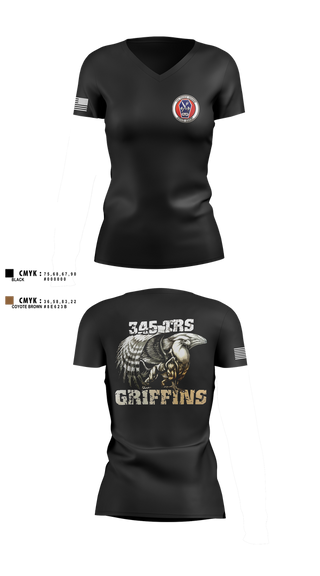 Womens Short Sleeve Vneck Shirt, 345th TRS, , Teamtime, Team time, sublimation, custom sports apparel, team uniforms, spirit wear, spiritwear, sports uniforms, custom shirts, team store, custom team store, fundraiser sports, apparel fundraiser