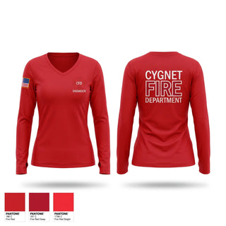 Womens Long Sleeve Vneck Shirt, Cygnet, Fire Department, Teamtime, Team time, sublimation, custom sports apparel, team uniforms, spirit wear, spiritwear, sports uniforms, custom shirts, team store, custom team store, fundraiser sports, apparel fundraiser