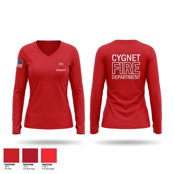 Womens Long Sleeve Vneck Shirt, Cygnet, Fire Department, Teamtime, Team time, sublimation, custom sports apparel, team uniforms, spirit wear, spiritwear, sports uniforms, custom shirts, team store, custom team store, fundraiser sports, apparel fundraiser