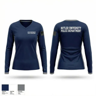 Womens Long Sleeve Vneck Shirt, Butler University Police Department, Police, Teamtime, Team time, sublimation, custom sports apparel, team uniforms, spirit wear, spiritwear, sports uniforms, custom shirts, team store, custom team store, fundraiser sports, apparel fundraiser