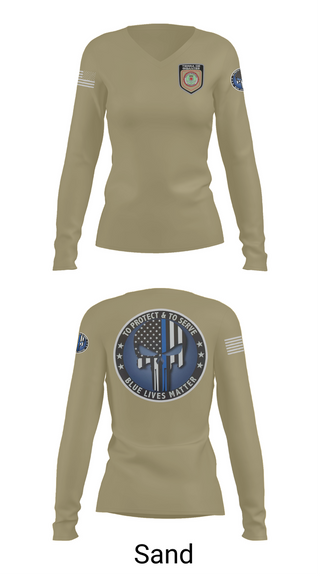 Womens Long Sleeve Vneck Shirt, Policía Municipal de Carolina, , Teamtime, Team time, sublimation, custom sports apparel, team uniforms, spirit wear, spiritwear, sports uniforms, custom shirts, team store, custom team store, fundraiser sports, apparel fundraiser