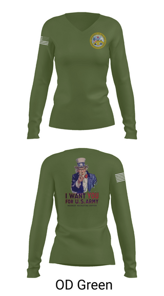 Womens Long Sleeve Vneck Shirt, US Army I Want You, Army, Teamtime, Team time, sublimation, custom sports apparel, team uniforms, spirit wear, spiritwear, sports uniforms, custom shirts, team store, custom team store, fundraiser sports, apparel fundraiser